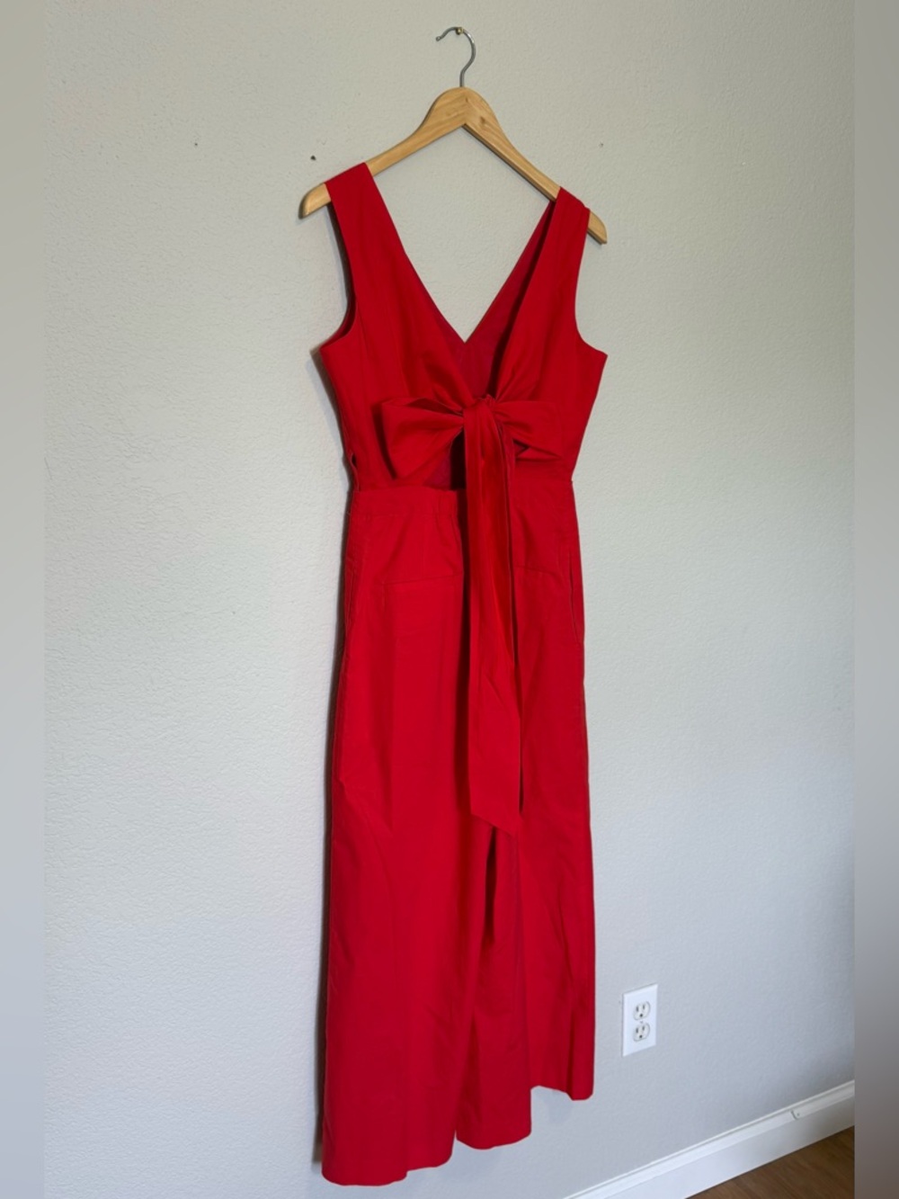 J. Crew | Red V-Neck back tie Jumpsuit - 2